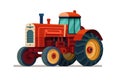 Tractor flat illustration. Side view of modern farm tractor. Farming vehicle in cartoon style. Vector cartoon Royalty Free Stock Photo