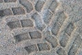 Tractor footprint on the beach, well defined, isolated and big Royalty Free Stock Photo