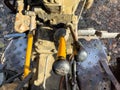 Tractor gear lever closeup with selective focus Royalty Free Stock Photo