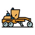 Tractor grader machine icon color outline vector Royalty Free Stock Photo