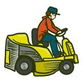 Tractor grass cutter icon, hand drawn style