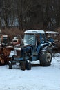 Tractor Graveyard in Winter Royalty Free Stock Photo