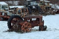 Tractor Graveyard in Winter Royalty Free Stock Photo