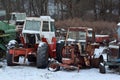 Tractor Graveyard in Winter Royalty Free Stock Photo