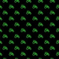 Tractor green icon seamless pattern isolated on black background Royalty Free Stock Photo