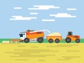 Tractor harvest wheat field Royalty Free Stock Photo