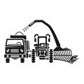 Tractor harvester equipment icon, simple style