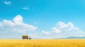 A Tractor Harvesting Wheat Field Royalty Free Stock Photo