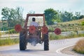 Tractor with a hay gatherer Royalty Free Stock Photo