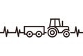 Tractor heartbeat. Farmer symbol Royalty Free Stock Photo