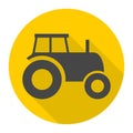 Tractor icon with long shadow Royalty Free Stock Photo