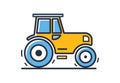 Tractor icon. Tractor vector icon, pictogram, side view isolated on white background. Design elements, colored. Royalty Free Stock Photo