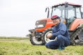 Tractor and Japanese farmer Royalty Free Stock Photo