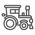 Tractor line icon, farm machinery symbol, agrimotor vector sign on white background, farmer machine icon in outline