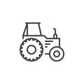 Tractor line icon, outline vector sign, linear style pictogram isolated on white. Symbol, logo illustration. Editable stroke. Royalty Free Stock Photo