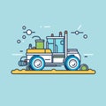 Vector of a flat icon vector of a tractor with a loader on the back Royalty Free Stock Photo