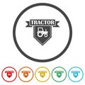 Tractor logo illustration template icon isolated on white background. Set icons colorful Royalty Free Stock Photo