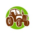 Tractor logo brown tractor on green background