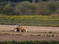 tractor, machine, work, field, countryside, green, colors, sprin Royalty Free Stock Photo