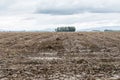 Tractor marks and mud at a wet acre, Bavaria, Germany