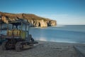 A Tractor on North Landing Beach at Flamborough Royalty Free Stock Photo