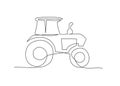 Tractor One line drawing on white background Royalty Free Stock Photo