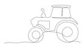 Tractor One line drawing on white background Royalty Free Stock Photo