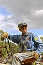 Tractor operator at a steam thrasher`s reunion