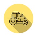 Tractor outline icon in long shadow style Royalty Free Stock Photo