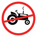 Tractor passage prohibited icon. Tractor vehicles are not allowed to pass