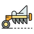 Tractor plough icon color outline vector