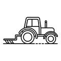 Tractor with plow icon, outline style Royalty Free Stock Photo