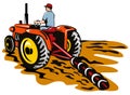 Tractor plowing the farm Royalty Free Stock Photo