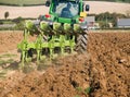 Tractor plowing the field