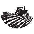 Tractor Plowing Field Silhouette Vector Graphic for Agriculture Projects Royalty Free Stock Photo