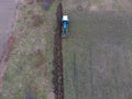 Tractor plowing the garden. Plowing the soil in the garden Royalty Free Stock Photo