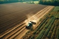 Tractor plowing the land