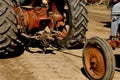 Tractor pulling another tractor which is stalled Royalty Free Stock Photo