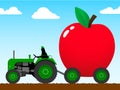Tractor pulling a huge apple Royalty Free Stock Photo
