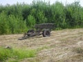 Tractor rake in the field