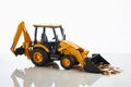 Backhoe tractor rake up money coins with a bucket