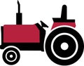 Tractor red black farming vector