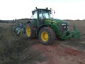 Tractor rolled over in the harvest