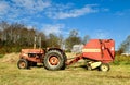 Tractor and Round Hay Baler