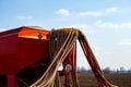 Tractor with seeder in the field in early spring Royalty Free Stock Photo