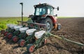 Tractor and seeder Royalty Free Stock Photo