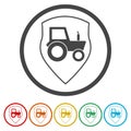 Tractor on shield ring icon, color set Royalty Free Stock Photo