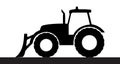 Tractor silhouette on a white background.