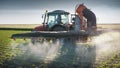 Tractor spraying pesticides