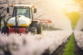 Tractor Sprays Pesticides In Spring